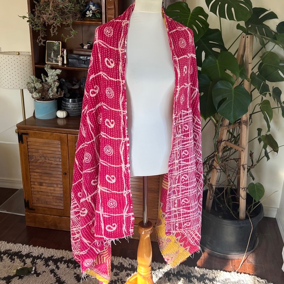 Kantha India Sari Colorful Reversible Large Wrap Scarf Shawl Towel - Picture 10 of 12